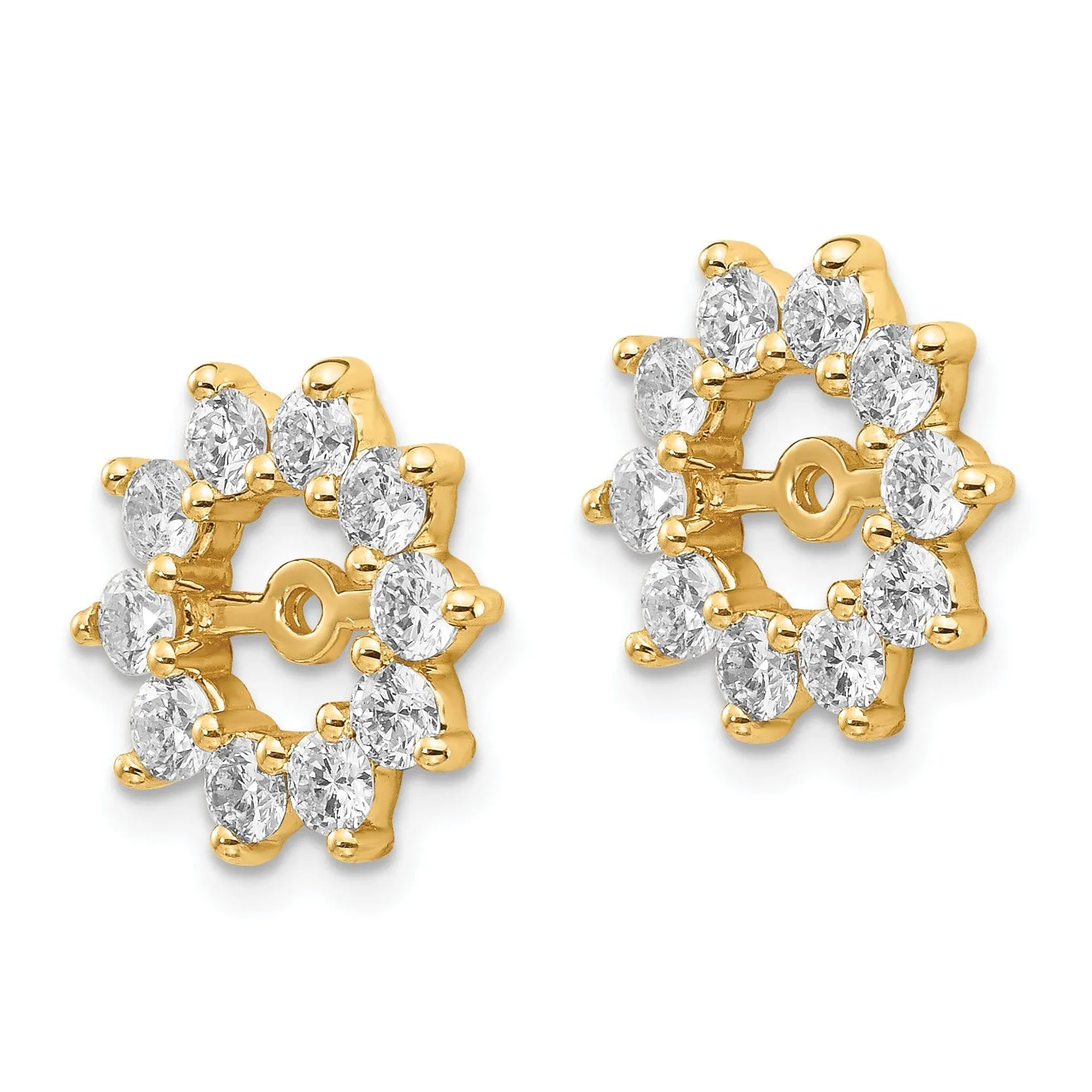 14k Yellow Gold 1 Carat Diamond Earring Jackets