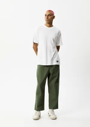 AFENDS Mens Ninety Eights - Baggy Elastic Waist Pants - Cypress