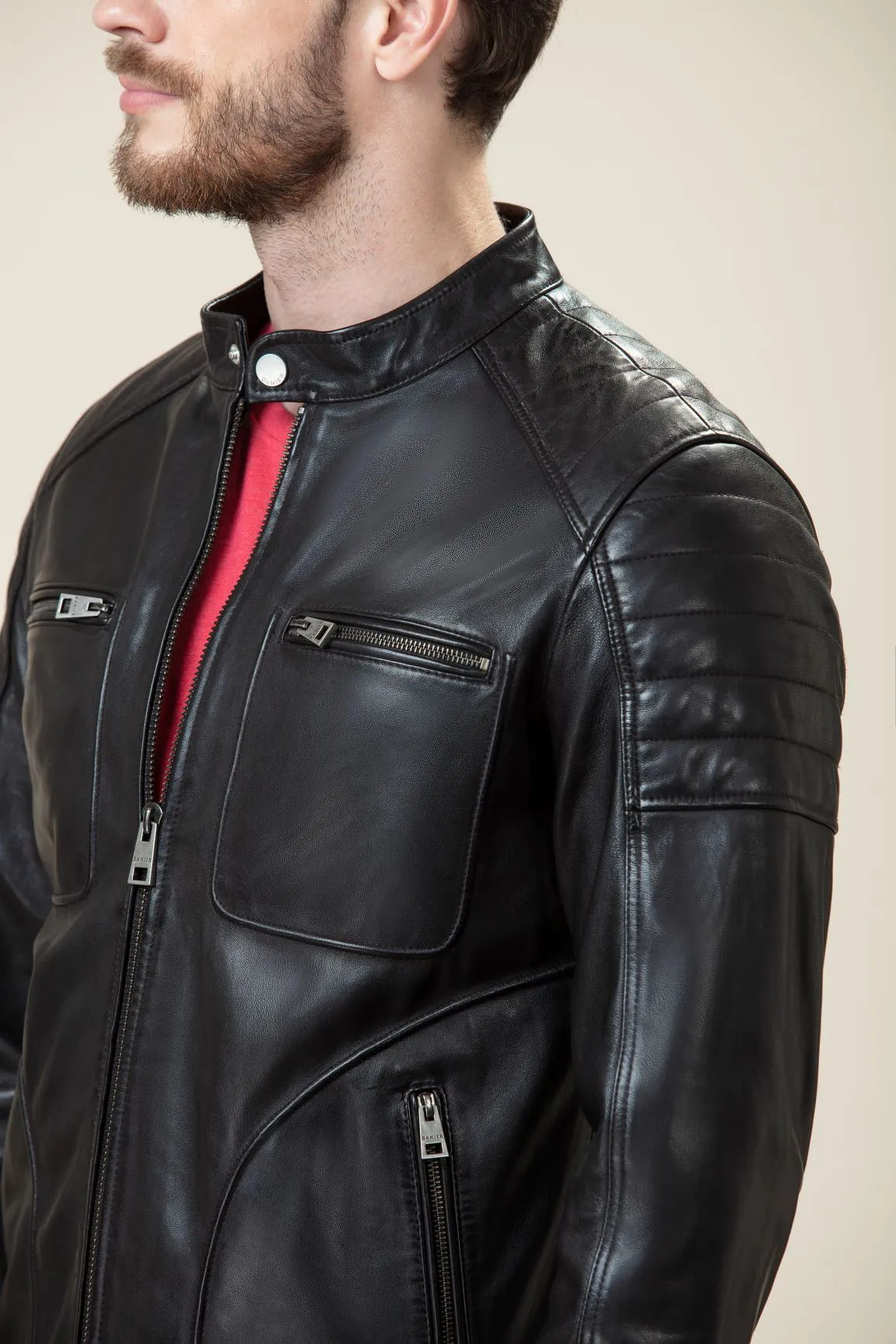 Black Bomber TWIRF Sheep Skin Leather Jacket