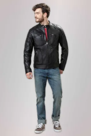 Black Bomber TWIRF Sheep Skin Leather Jacket