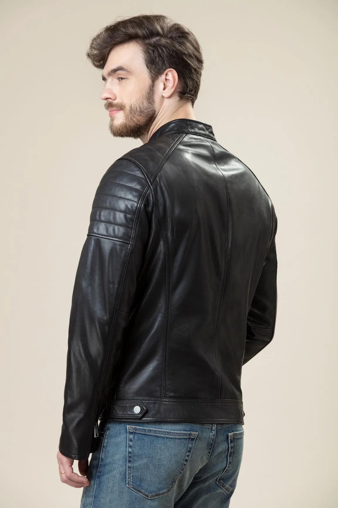 Black Bomber TWIRF Sheep Skin Leather Jacket