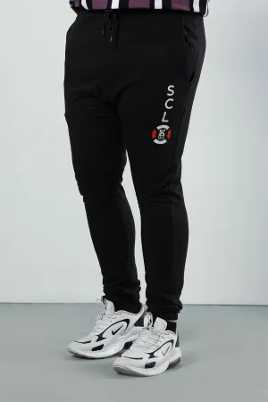 Black SCLO Printed Jogger Pants (Plus Size) - A23 - MTR088P