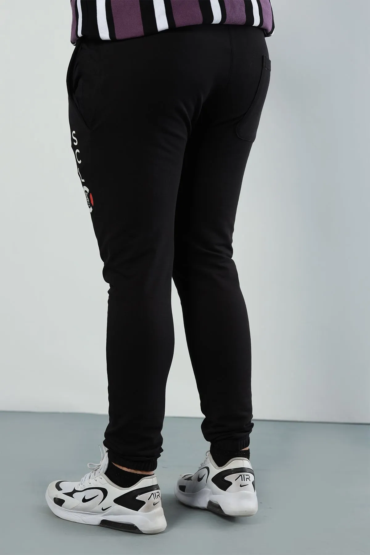 Black SCLO Printed Jogger Pants (Plus Size) - A23 - MTR088P