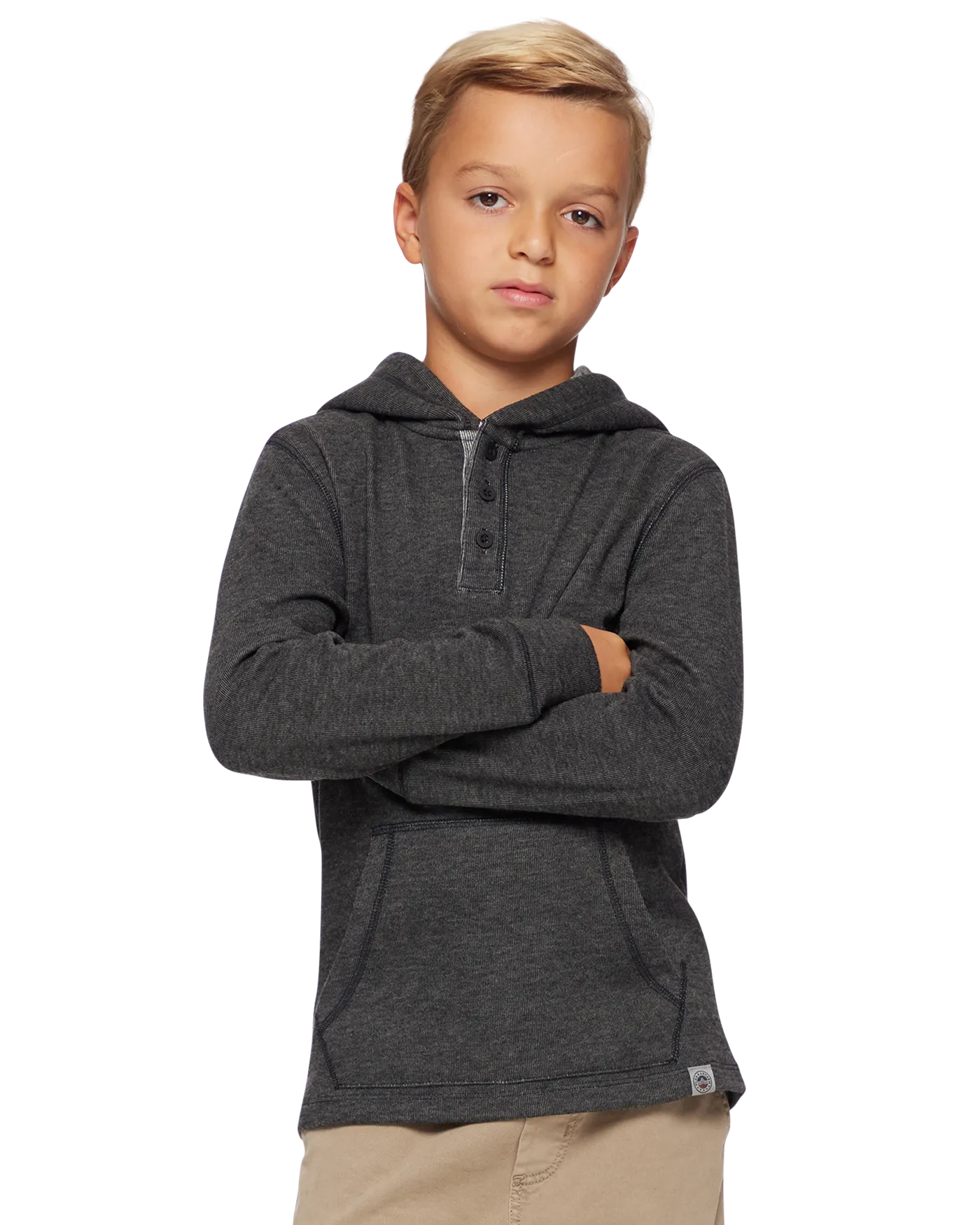 BOYS HERO STRETCH KNIT HOODED HENLEY