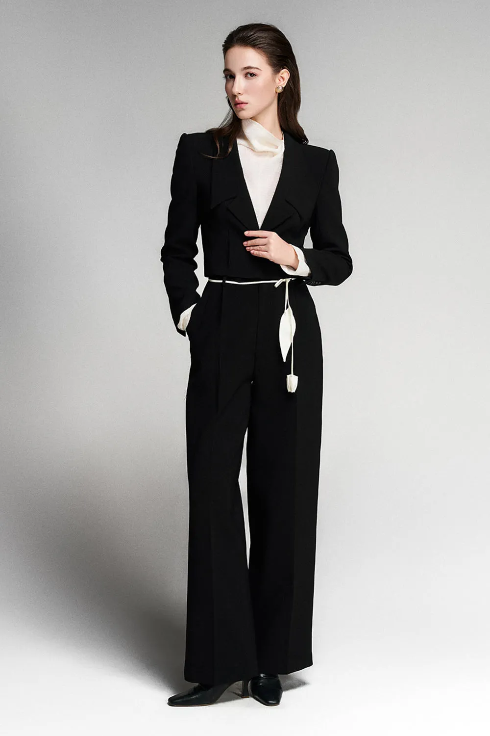 Catharin Straight Ribbed Polycotton Floor Length Trousers