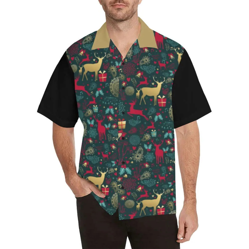 Christmas Reindeer Men's Button Up Shirt