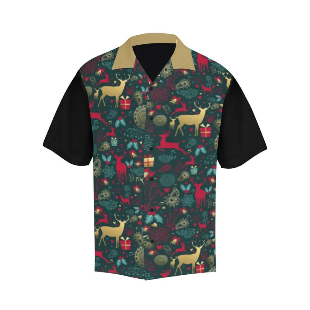 Christmas Reindeer Men's Button Up Shirt