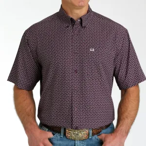 Cinch Men's S/S Arenaflex Geometric Triangles Western Button Down Shirt in Purple