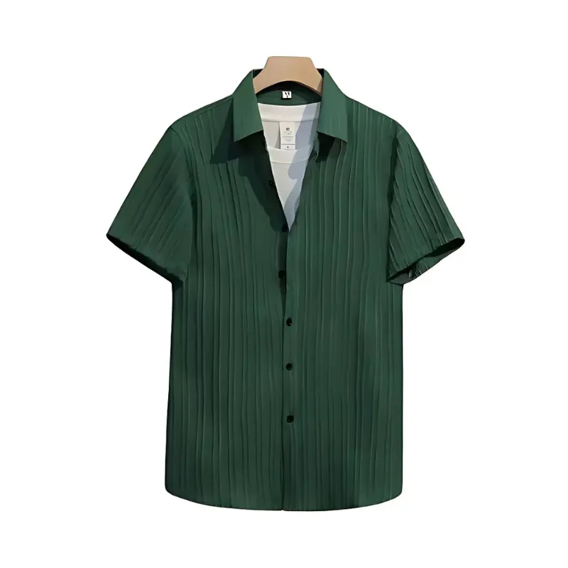 Classic Ribbed Button-Up Shirts for Men