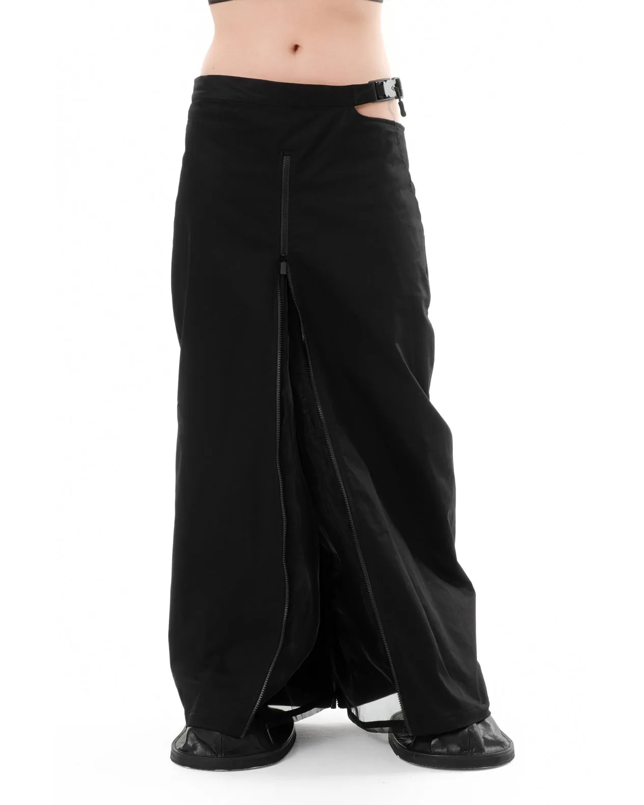 DIAPHANUM TRANSFORMER WIDE LEG ZIP UP TROUSERS