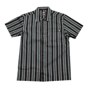 Dickies Twill Striped Button-Up Shirt Black / Pink / Green