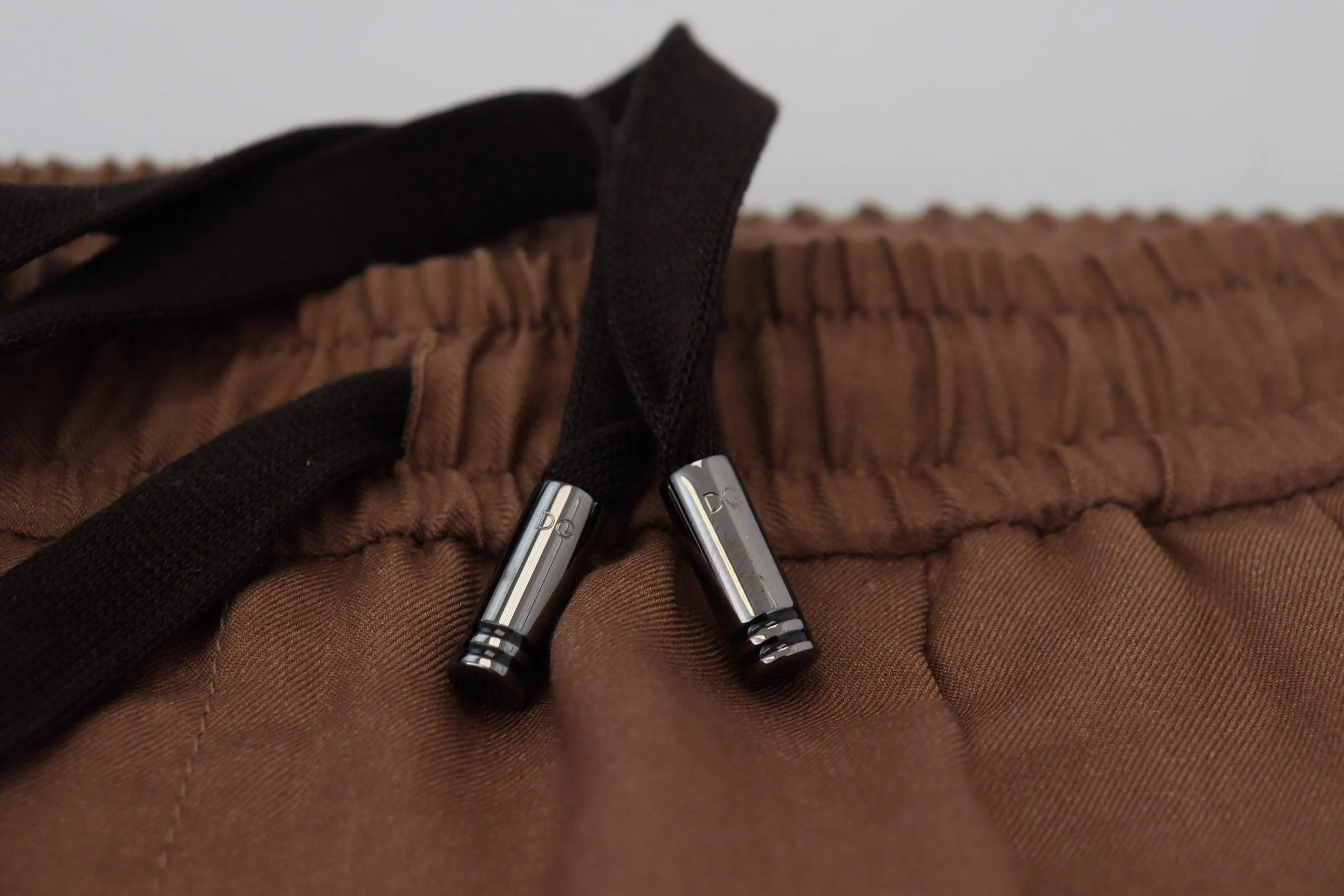 Dolce & Gabbana Brown Cashmere Men Drawstring Jogger Pants