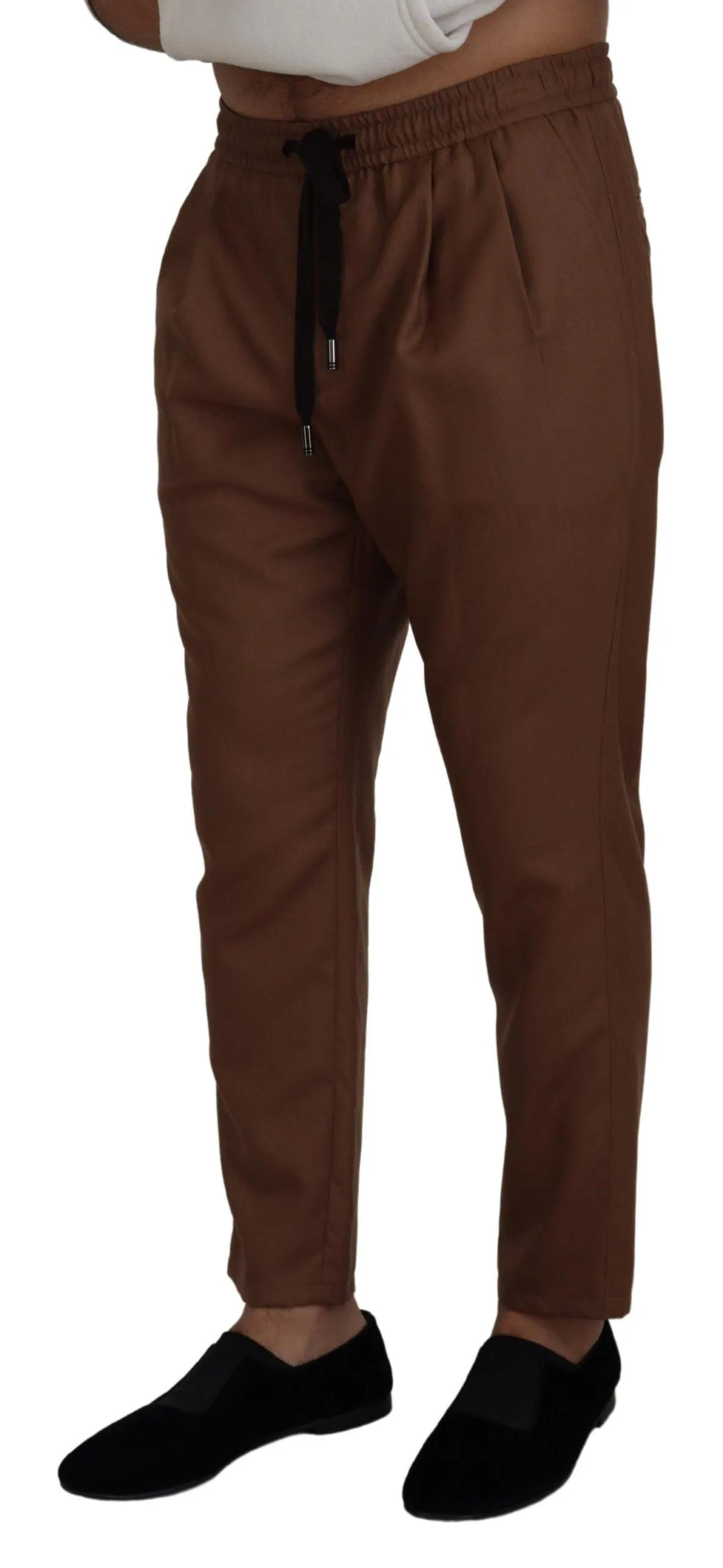 Dolce & Gabbana Brown Cashmere Men Drawstring Jogger Pants