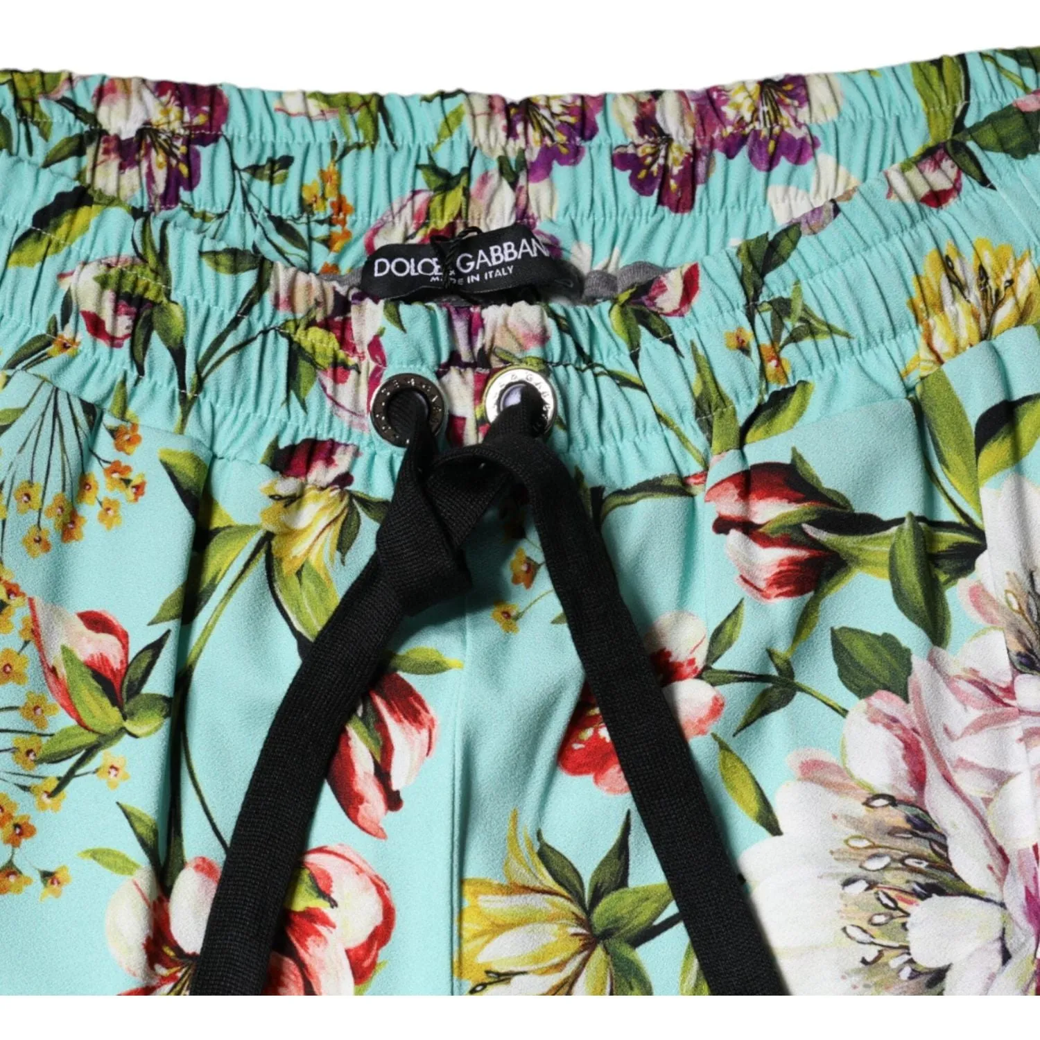 Dolce & Gabbana Green Floral Mid Waist Jogger Women Pants