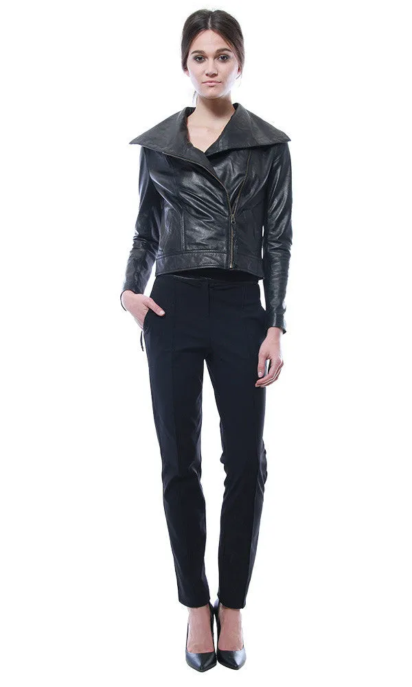 FAUX LEATHER MOTO WITH FUR