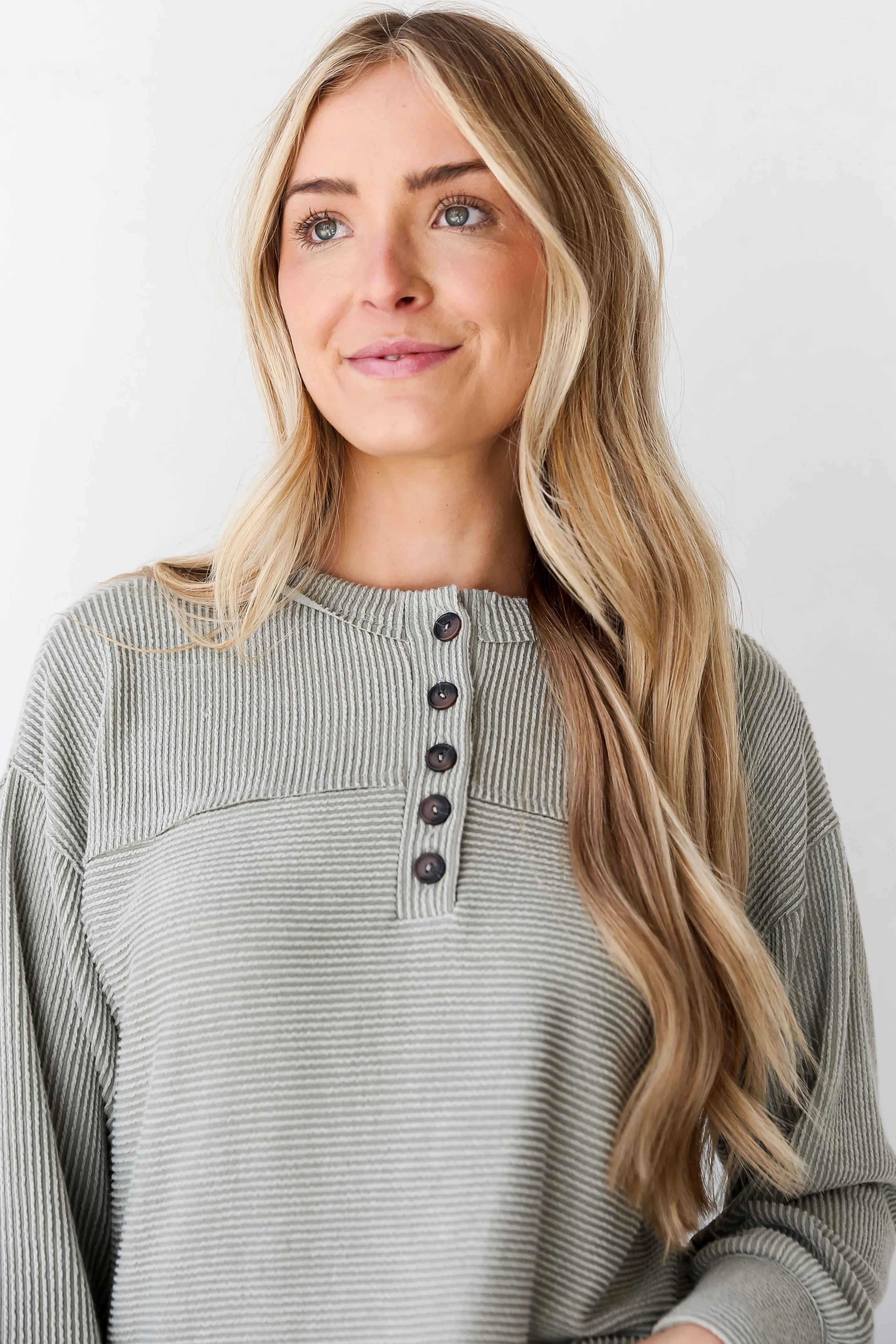 FINAL SALE - Easily Loved Corded Henley Top