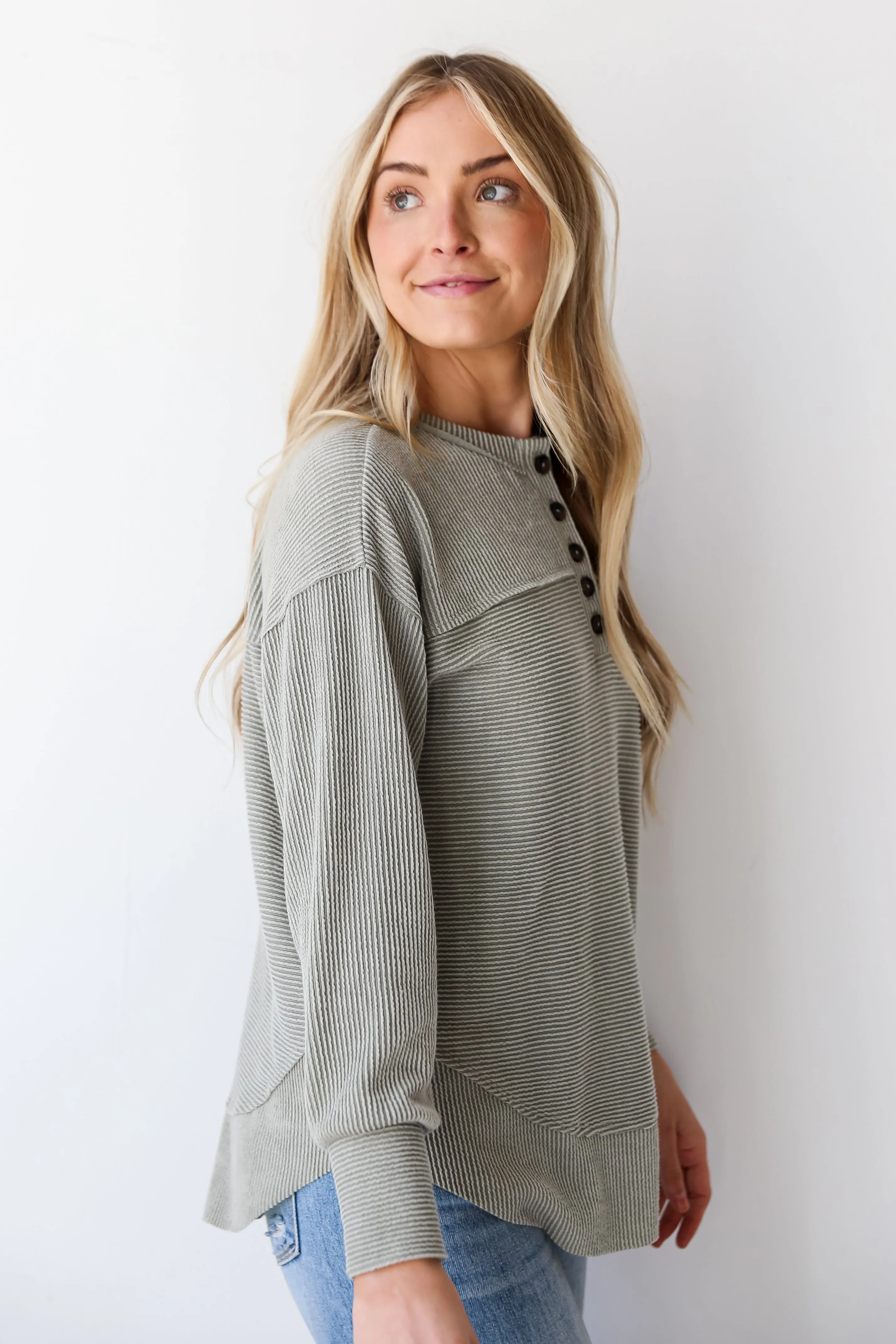 FINAL SALE - Easily Loved Corded Henley Top