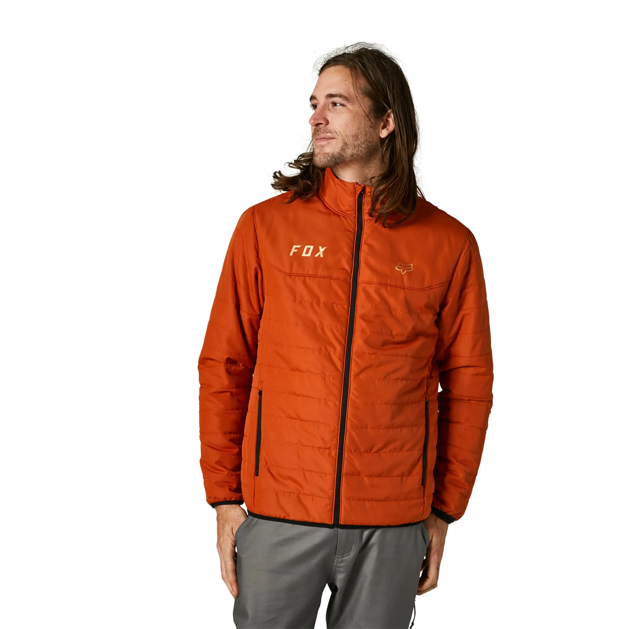 Fox Racing  Mens Burnt Orange Howell Puffy Jacket Lightweight Pockets Offroad Coat