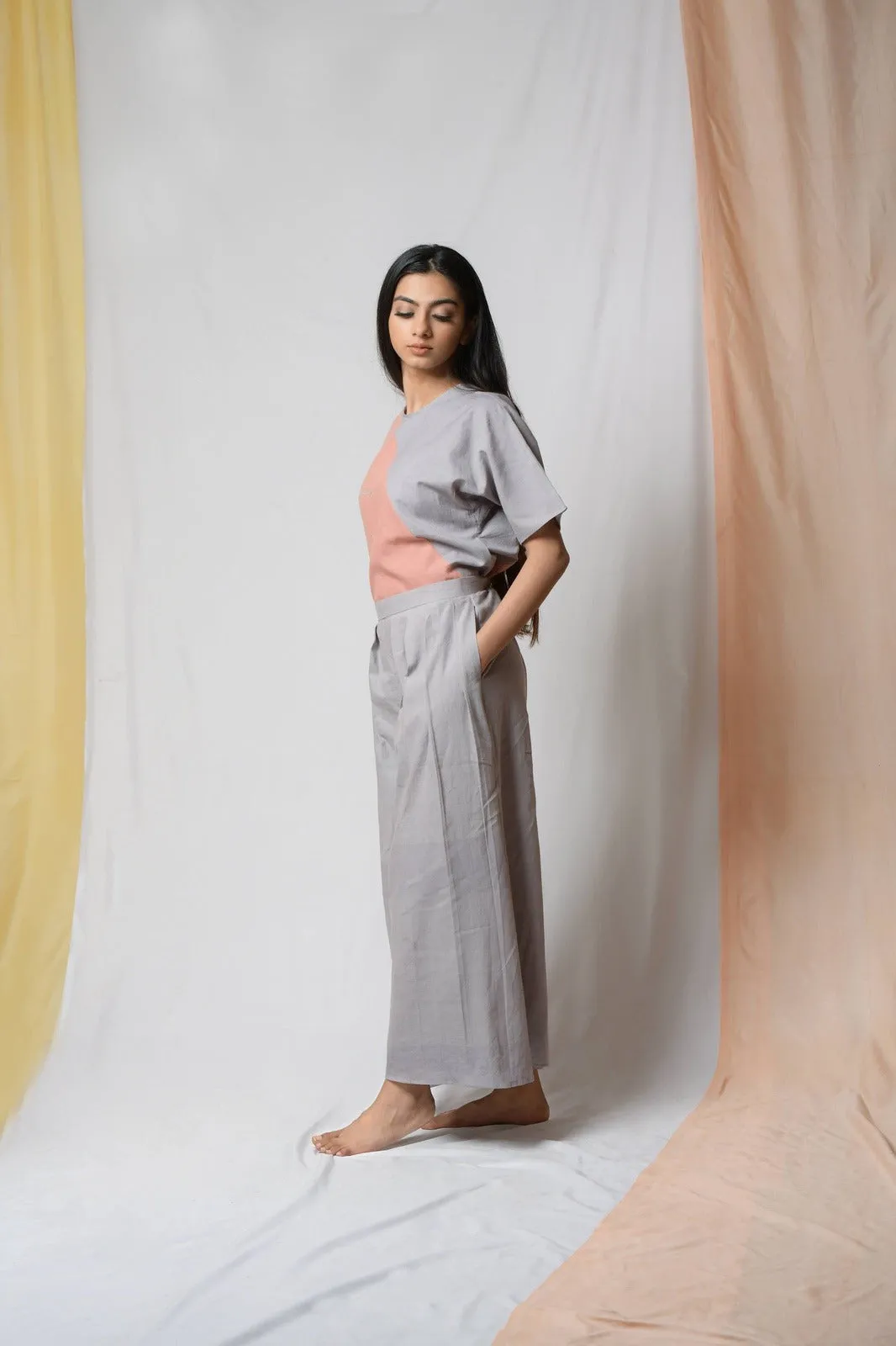 Grey Cotton Khadi Pants