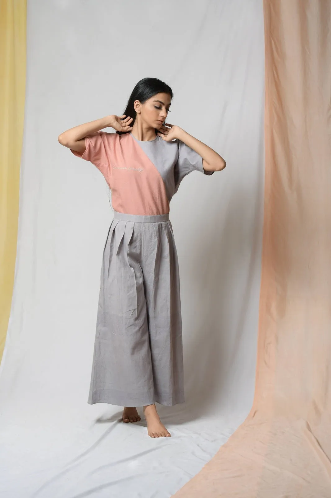 Grey Cotton Khadi Pants