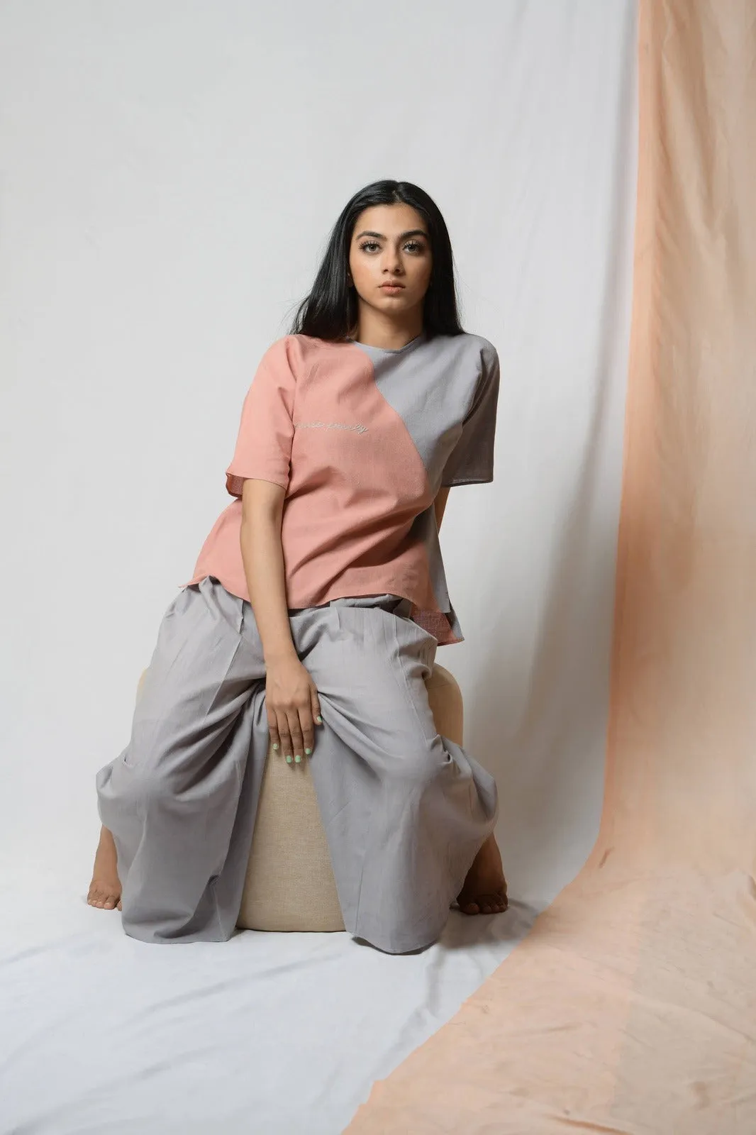 Grey Cotton Khadi Pants