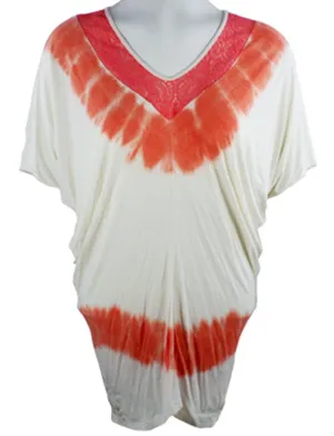 Gypsy Daisy - Peach Flutter, Dolman Sleeve, Trimmed V-Neck Top