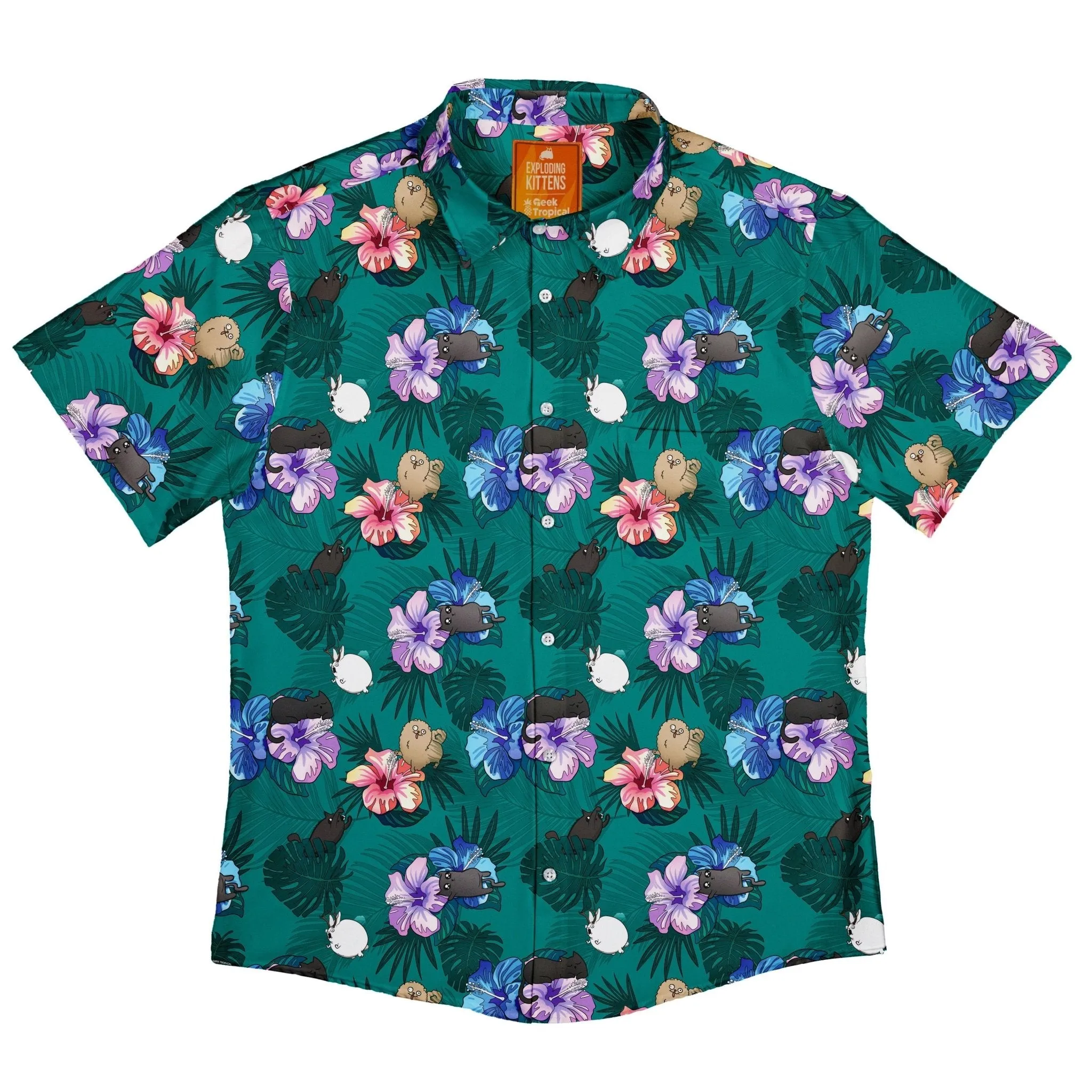 Hawaiian Exploding Kittens Button Up Shirt