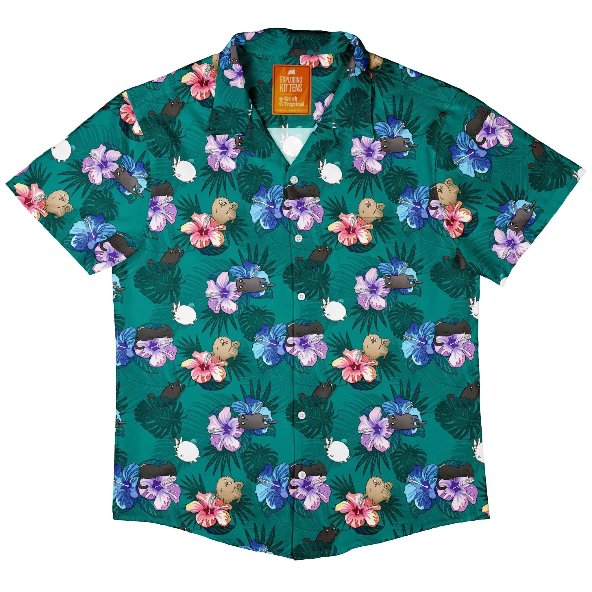 Hawaiian Exploding Kittens Button Up Shirt