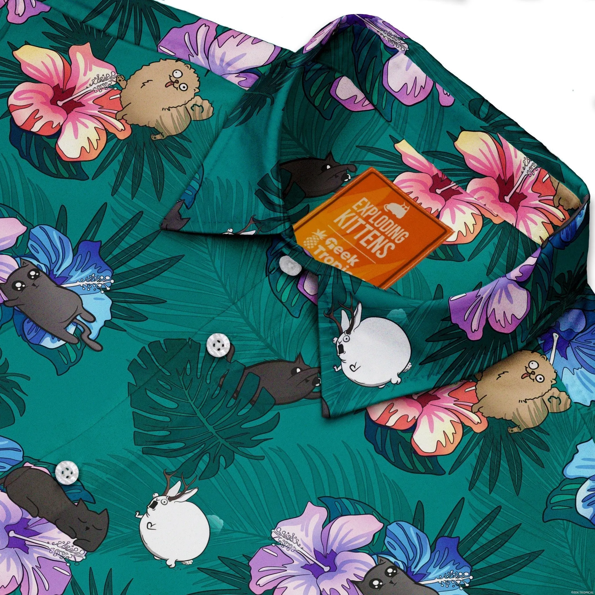 Hawaiian Exploding Kittens Button Up Shirt