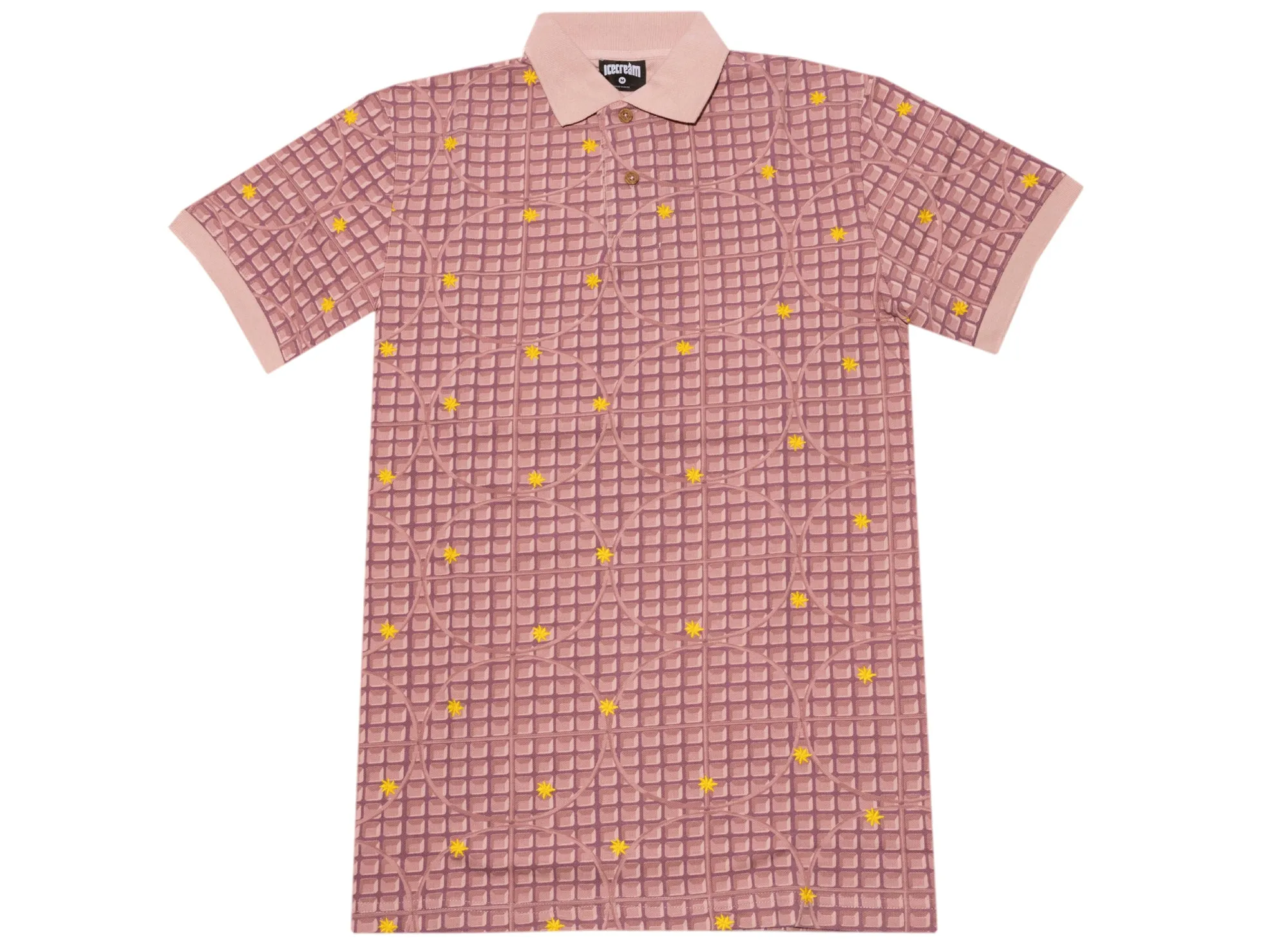 Ice Cream Pink Waffles Woven S/S Button-Up