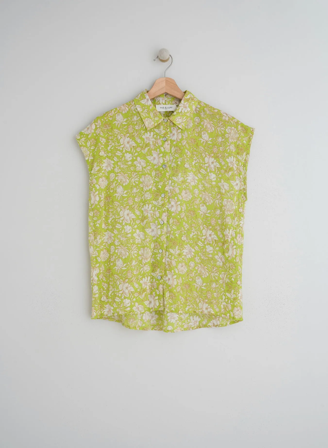 Indi & Cold Cap Sleeve Shirt in Fluoro Lime