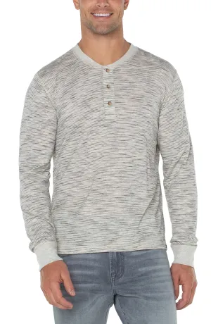 Liverpool Men's Slub Henley / Cream-Grey Multi