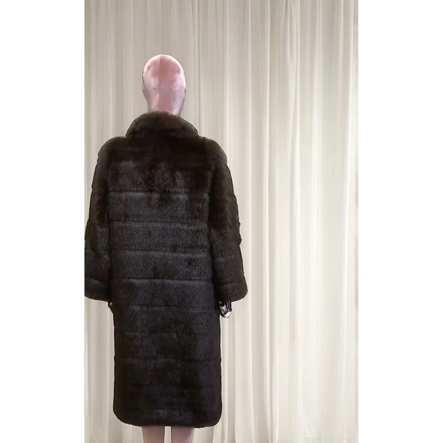 LIVIA Brown Vegan Fur Mink Coat