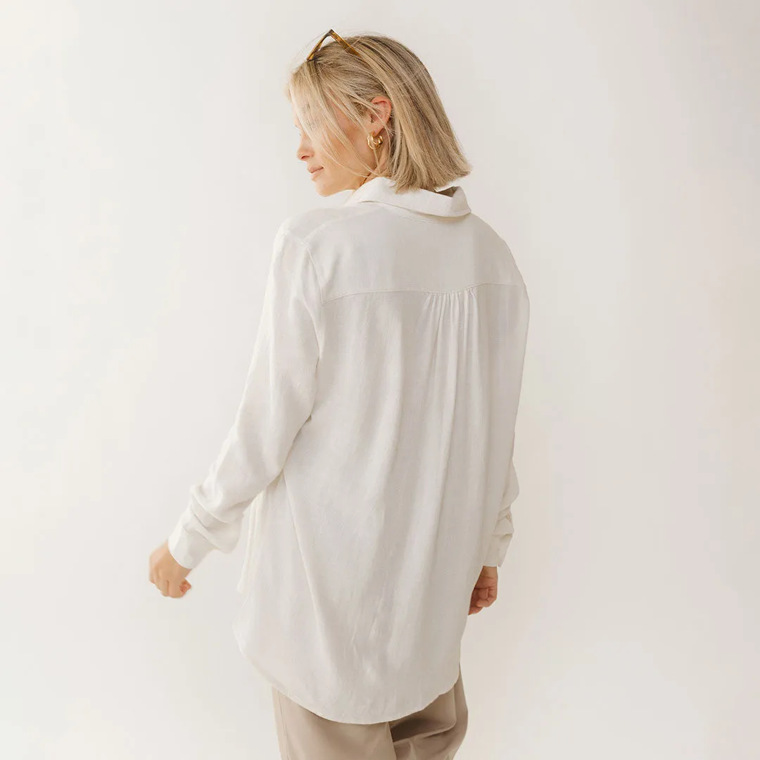 Long Tunic Button Down, White