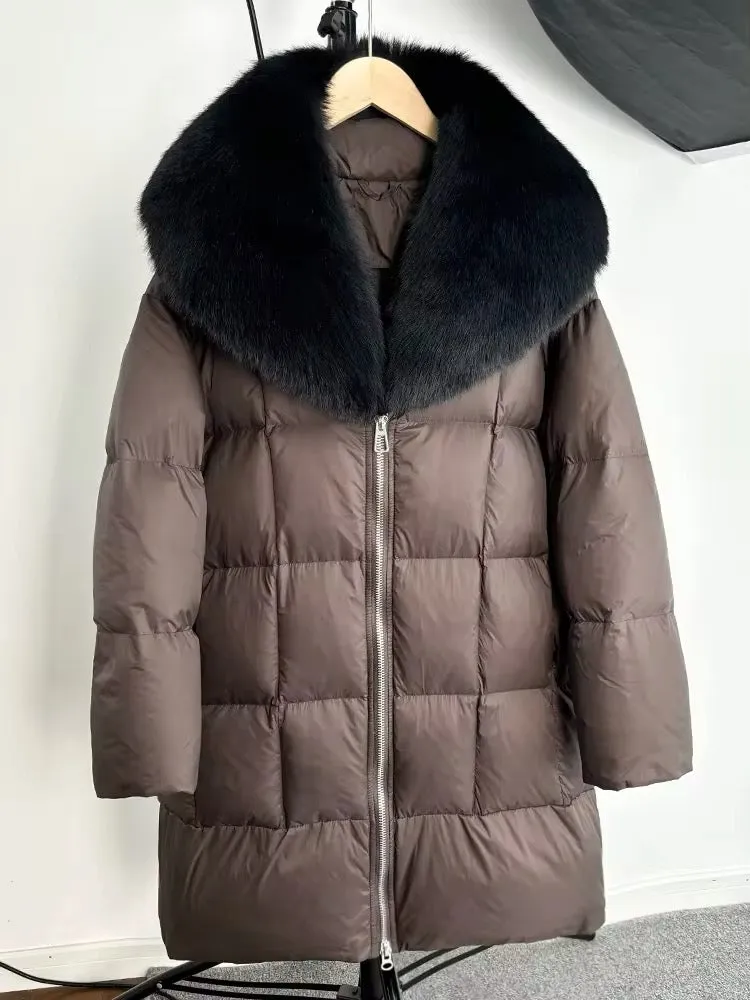 Luxurious Women's Long Duck Down Jacket