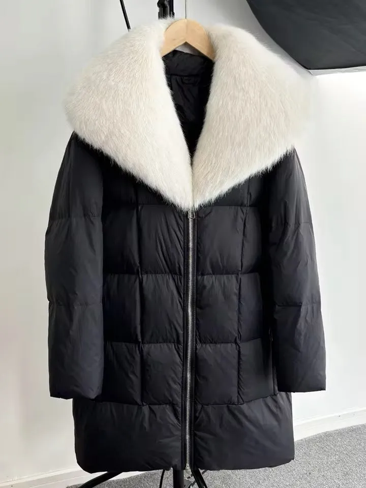 Luxurious Women's Long Duck Down Jacket