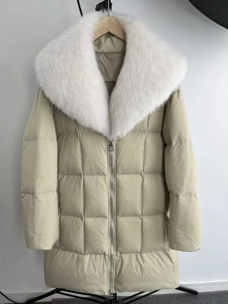 Luxurious Women's Long Duck Down Jacket