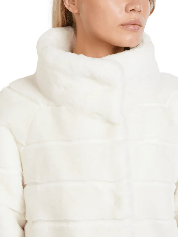 Marc Cain Collections Short Faux Fur Coat In White VC 12.10 W65 COL 100