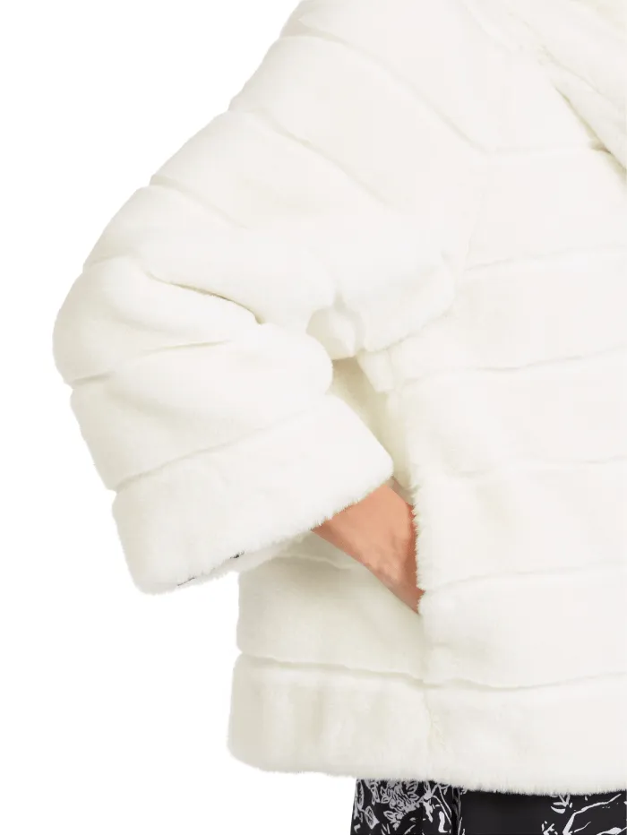 Marc Cain Collections Short Faux Fur Coat In White VC 12.10 W65 COL 100