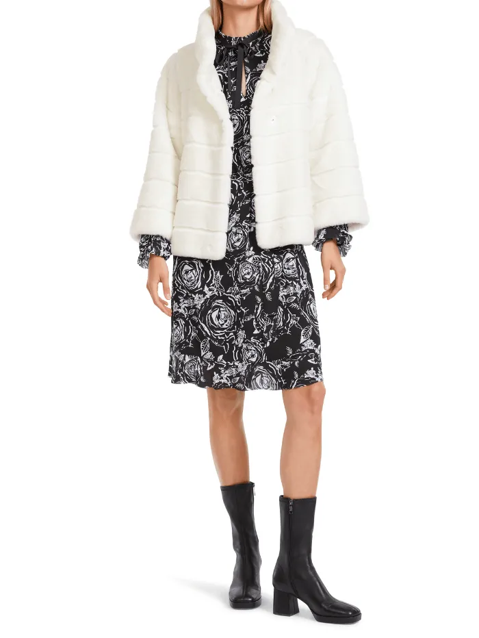 Marc Cain Collections Short Faux Fur Coat In White VC 12.10 W65 COL 100