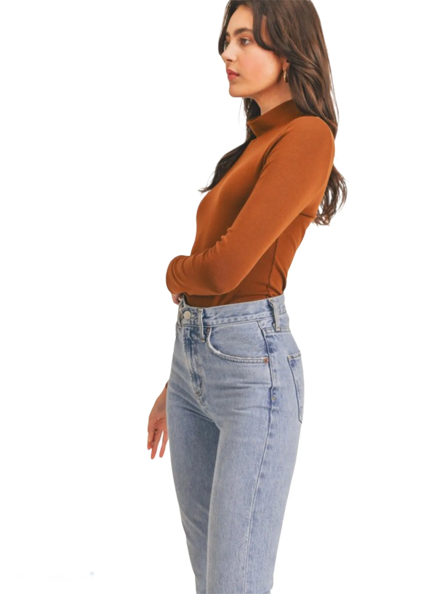 Mossy Mock-Neck Long Sleeve Top