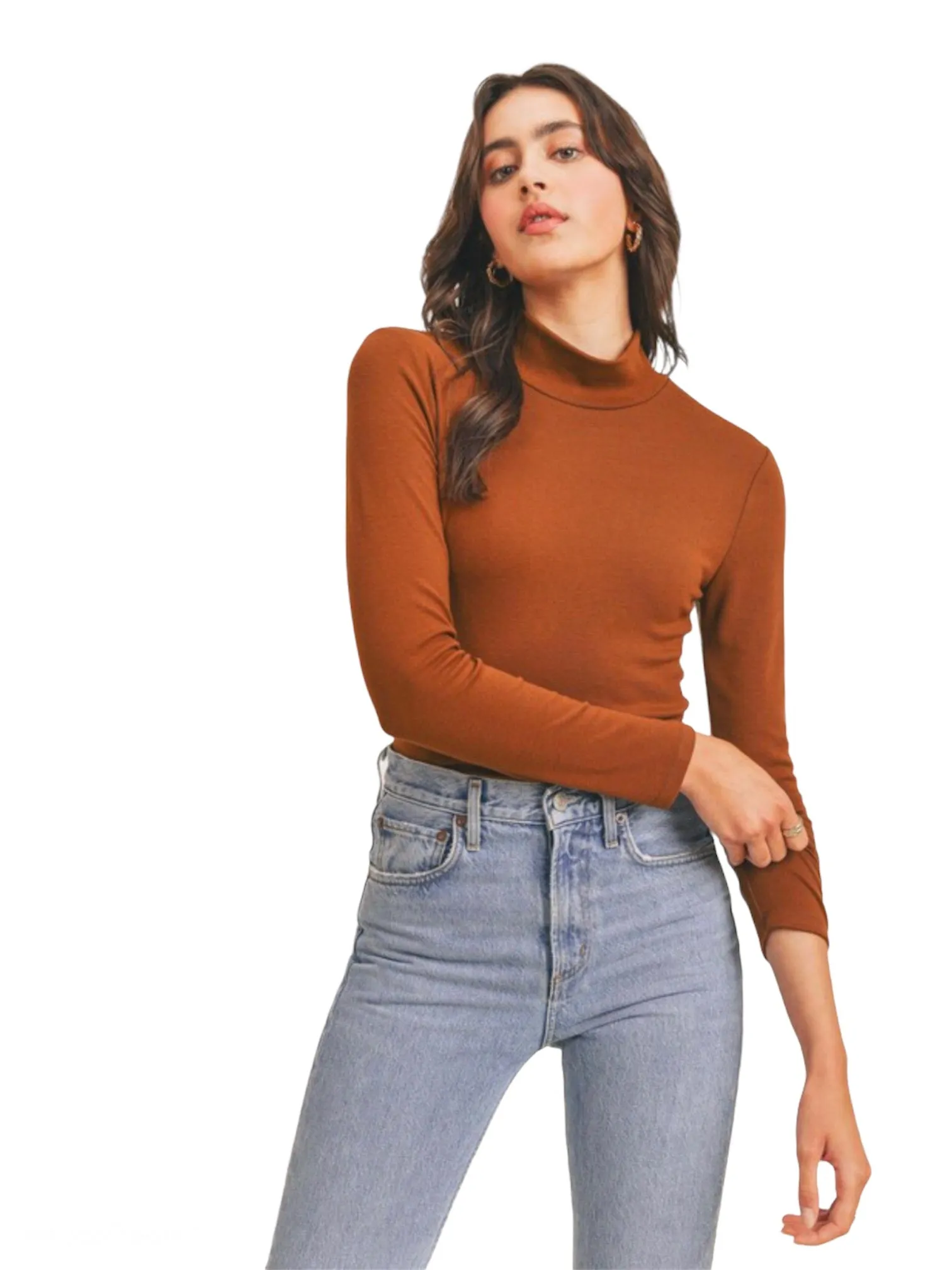 Mossy Mock-Neck Long Sleeve Top