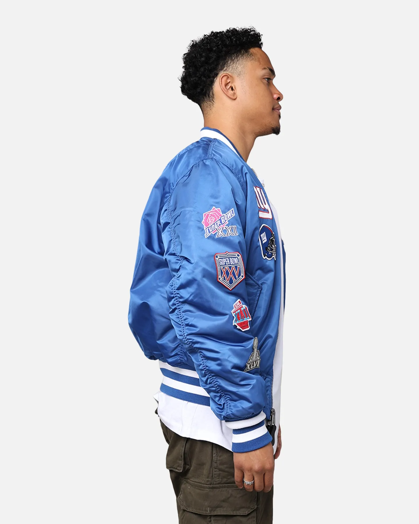 New Era X Alpha Series X NFL New York Giants MA-1 Bomber Jacket Royal/Red