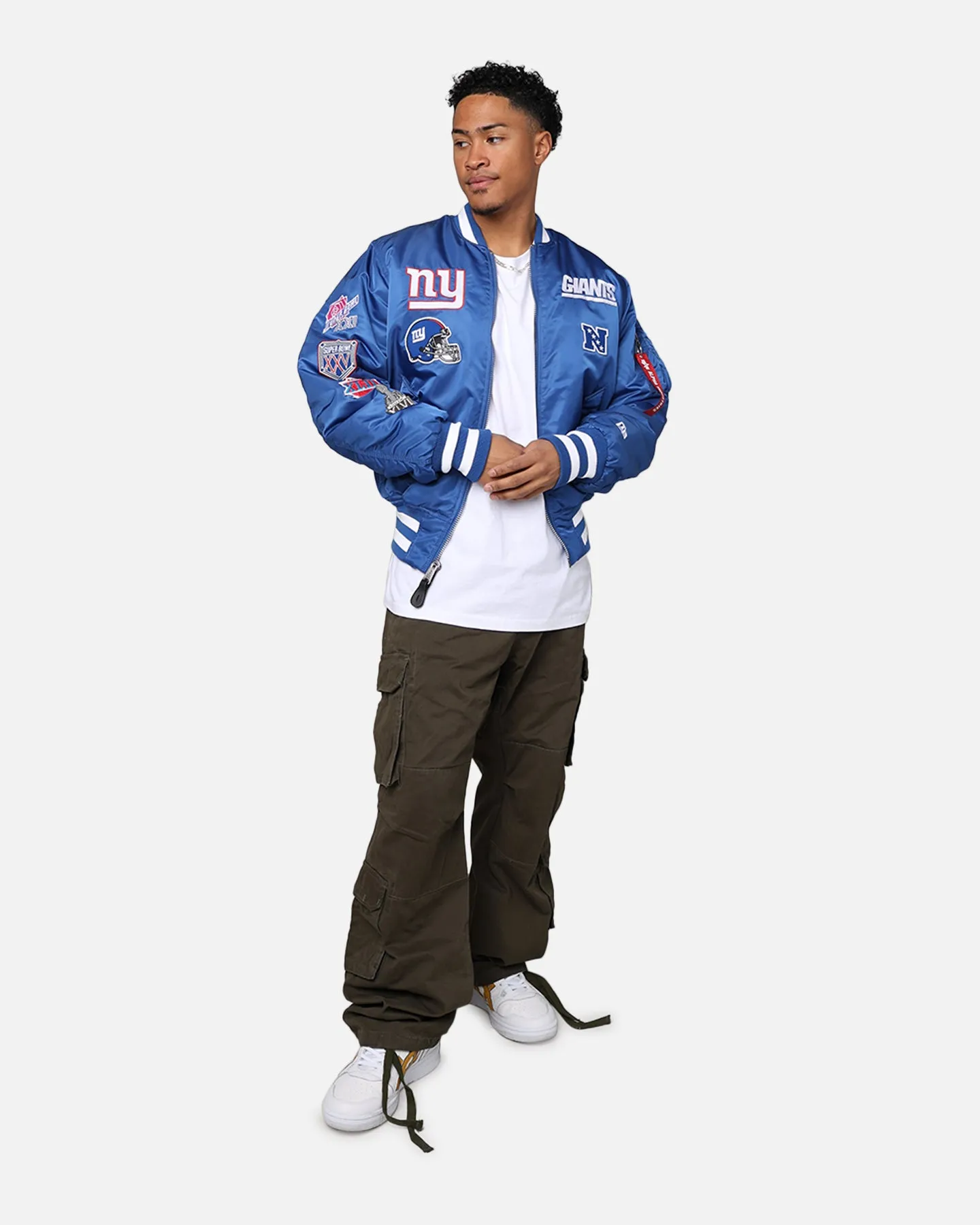 New Era X Alpha Series X NFL New York Giants MA-1 Bomber Jacket Royal/Red