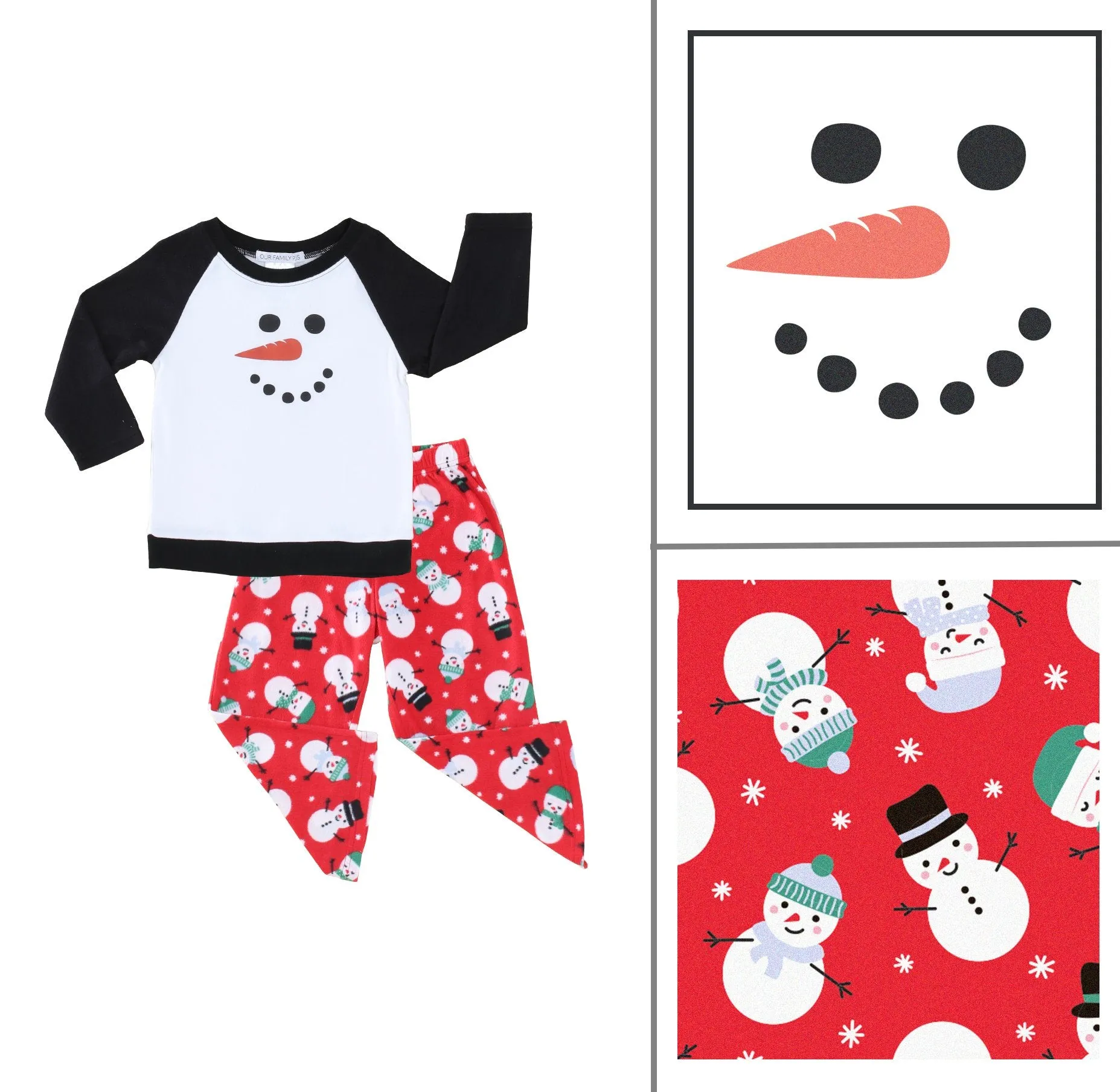 Our Family Pjs Holiday Family Matching Winter Fleece Snowman Pajama Sets