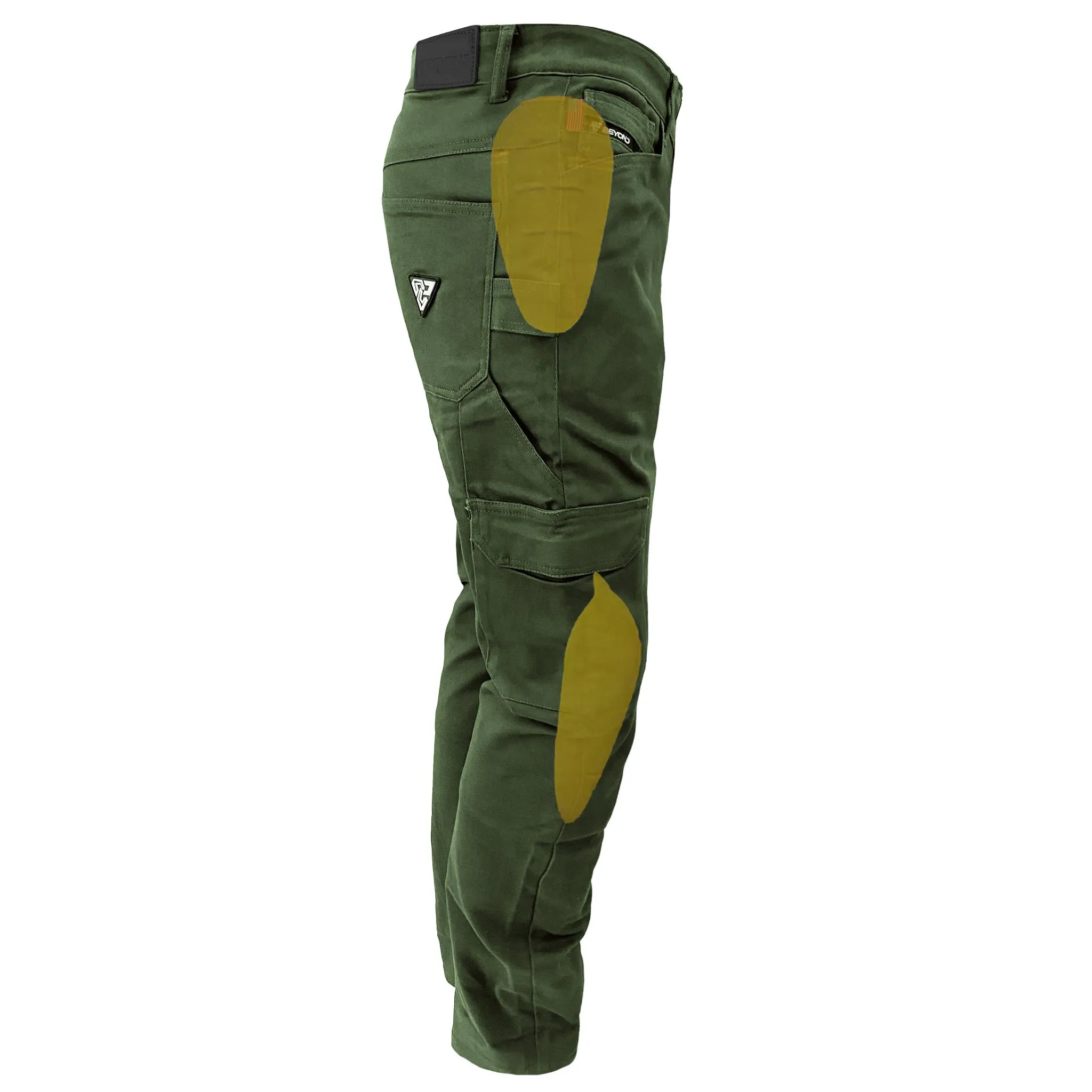 Relaxed Fit Cargo Pants - Army Green with Pads