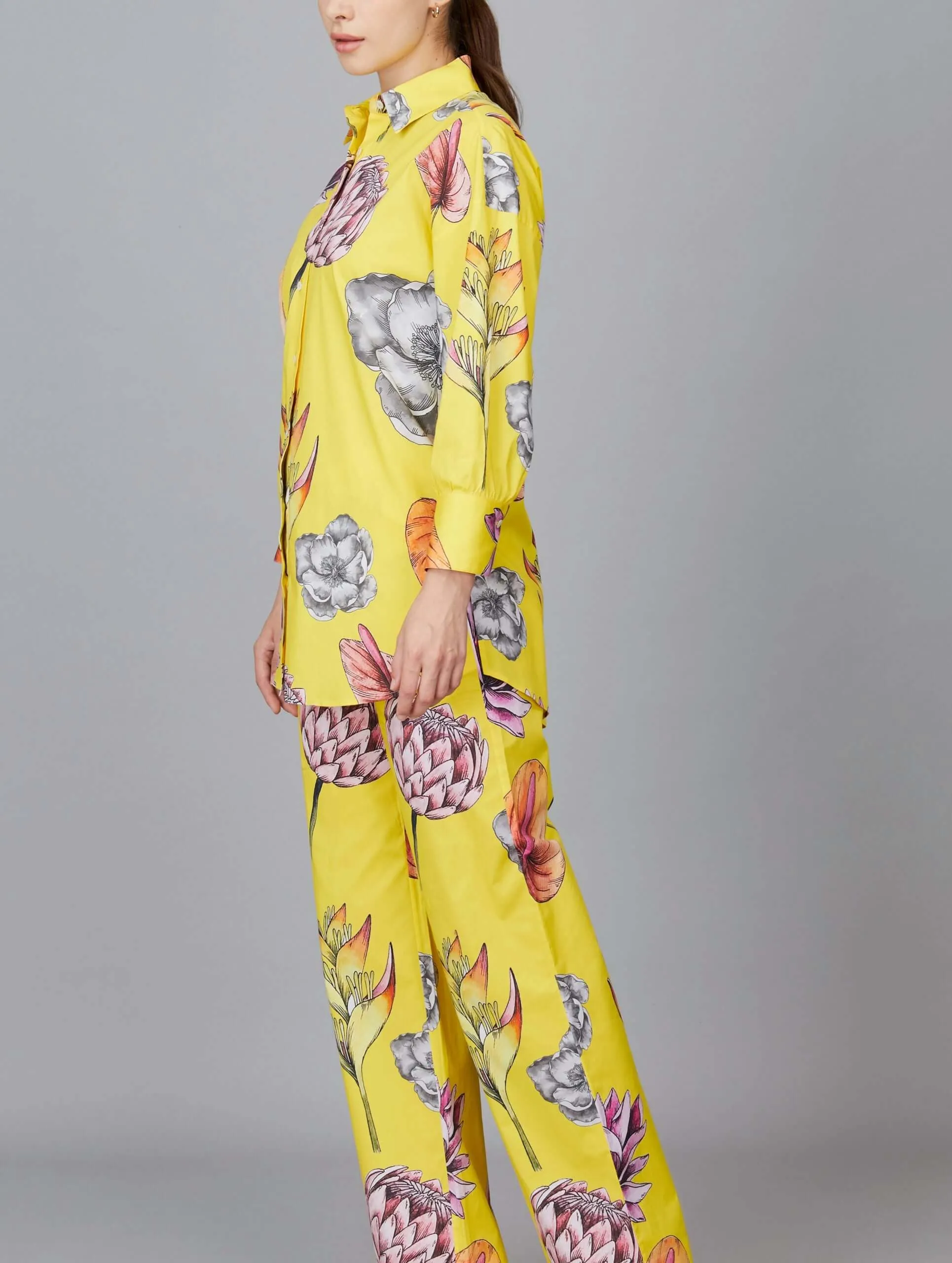 Relaxed-Fit Yellow Floral Pant