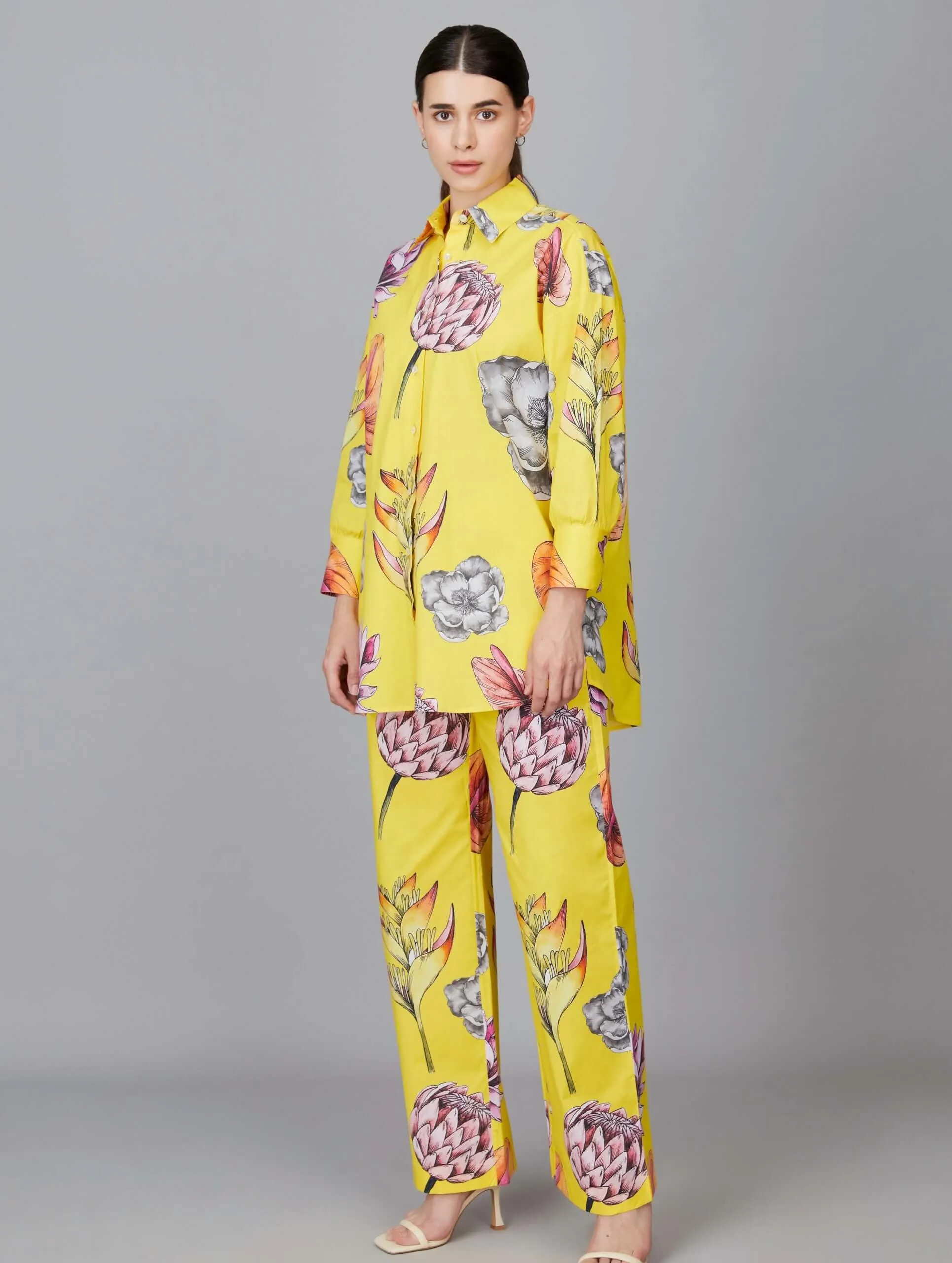 Relaxed-Fit Yellow Floral Pant