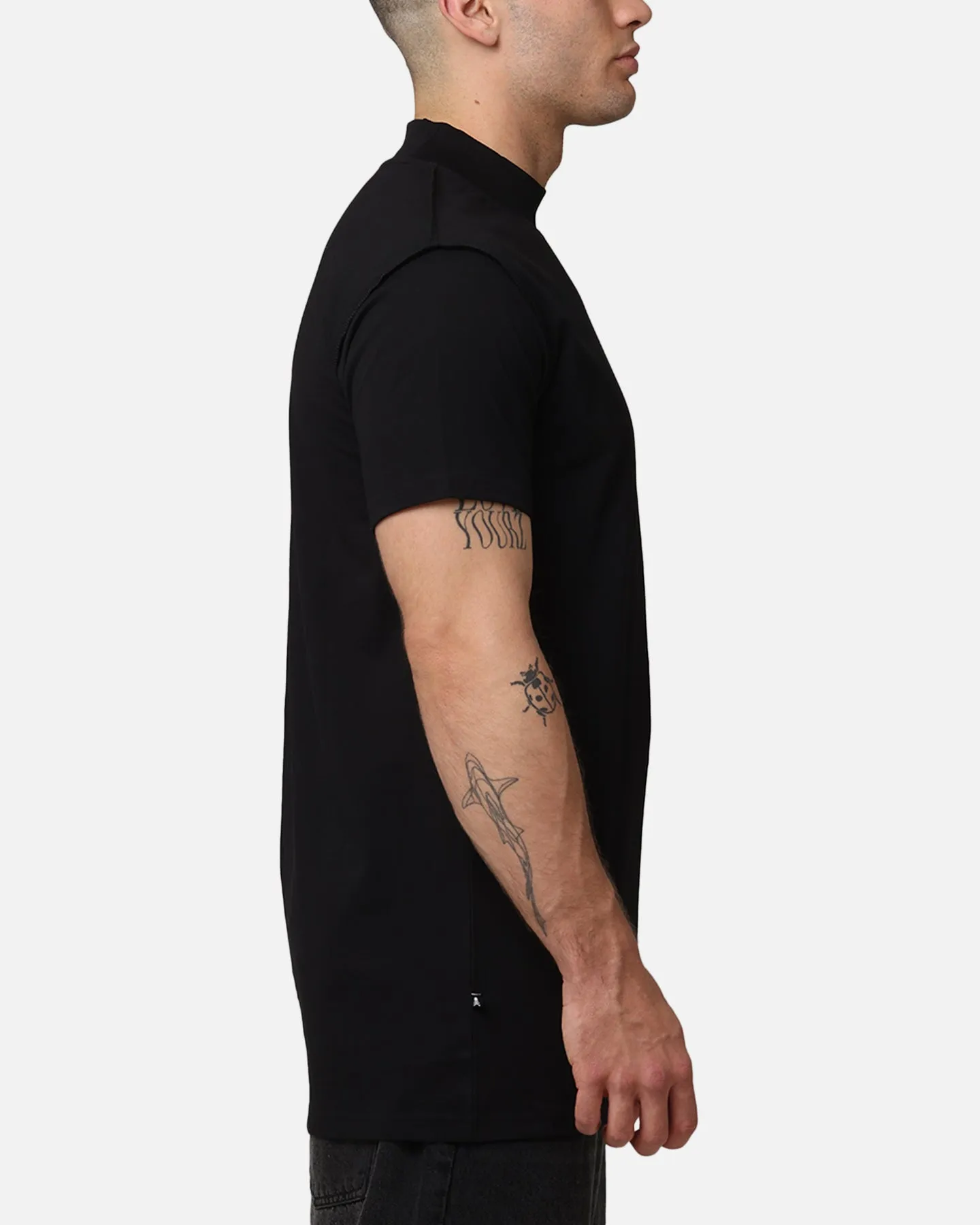 Saint Morta Old English Mock Neck T-Shirt Black/Black