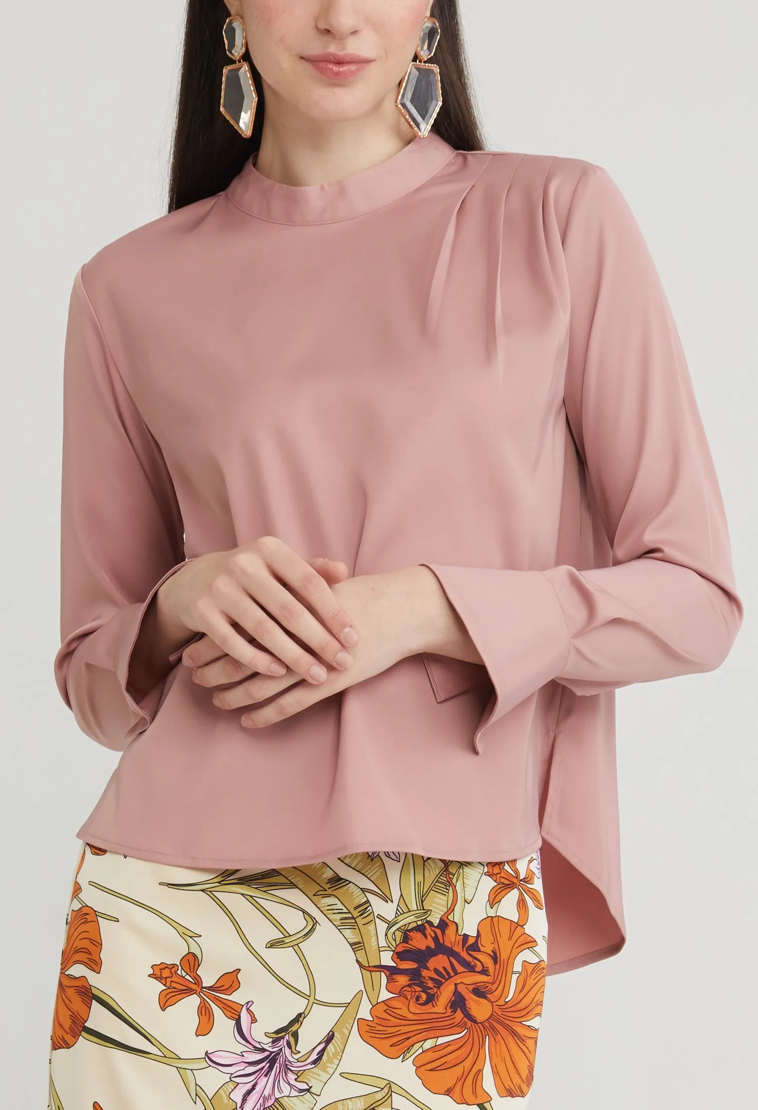 Satin Petal Sleeve Blouse